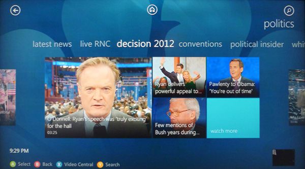 Xbox Live NBC News app -- Pick your poison